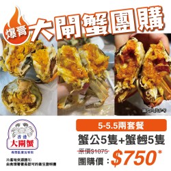 團購大閘蟹｜蟹公5隻+蟹乸5隻｜5-5.5兩｜中國江蘇｜香港大閘蟹